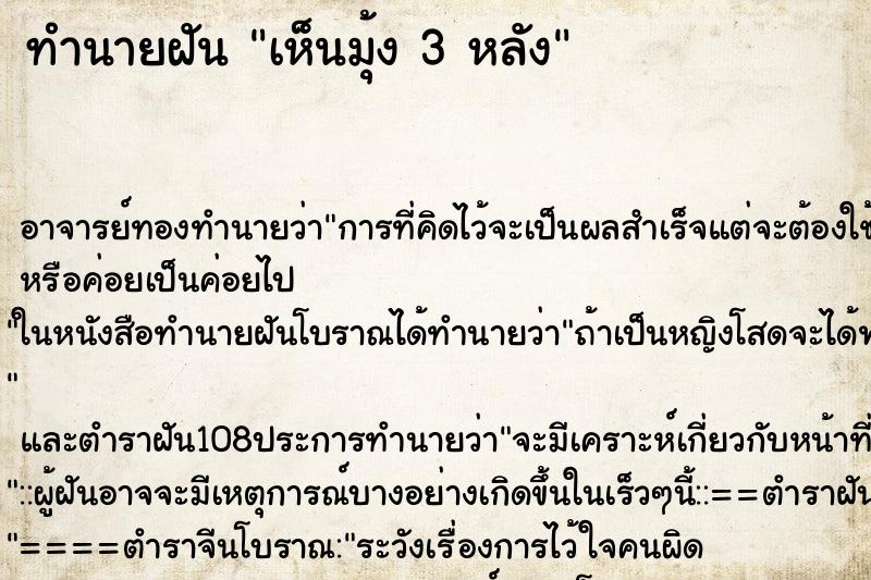 ทำนายฝันเห็นมุ้ง3หลัง ทำนายฝันทำนายฝันเห็นมุ้ง3หลัง